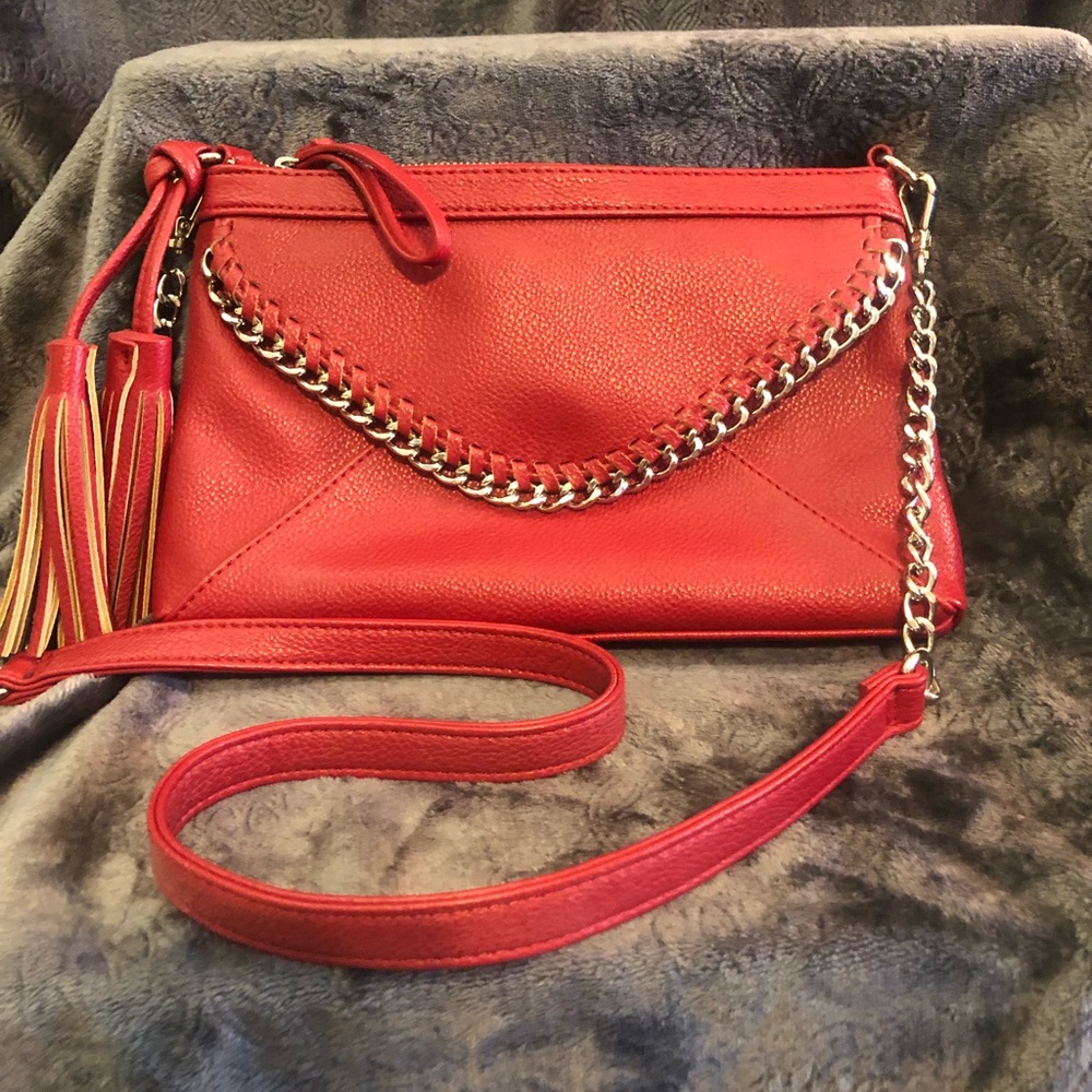 Red Chain Detail Handbag